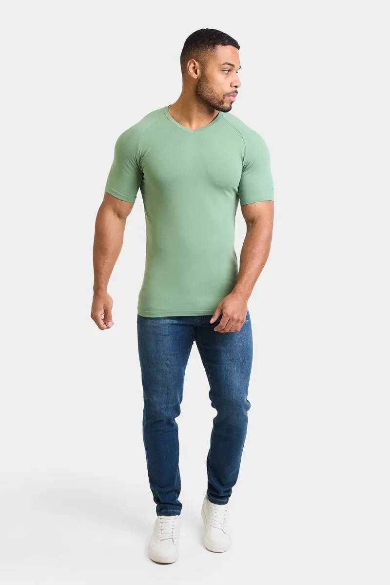 Premium Muscle Fit V-Neck in Soft Sage