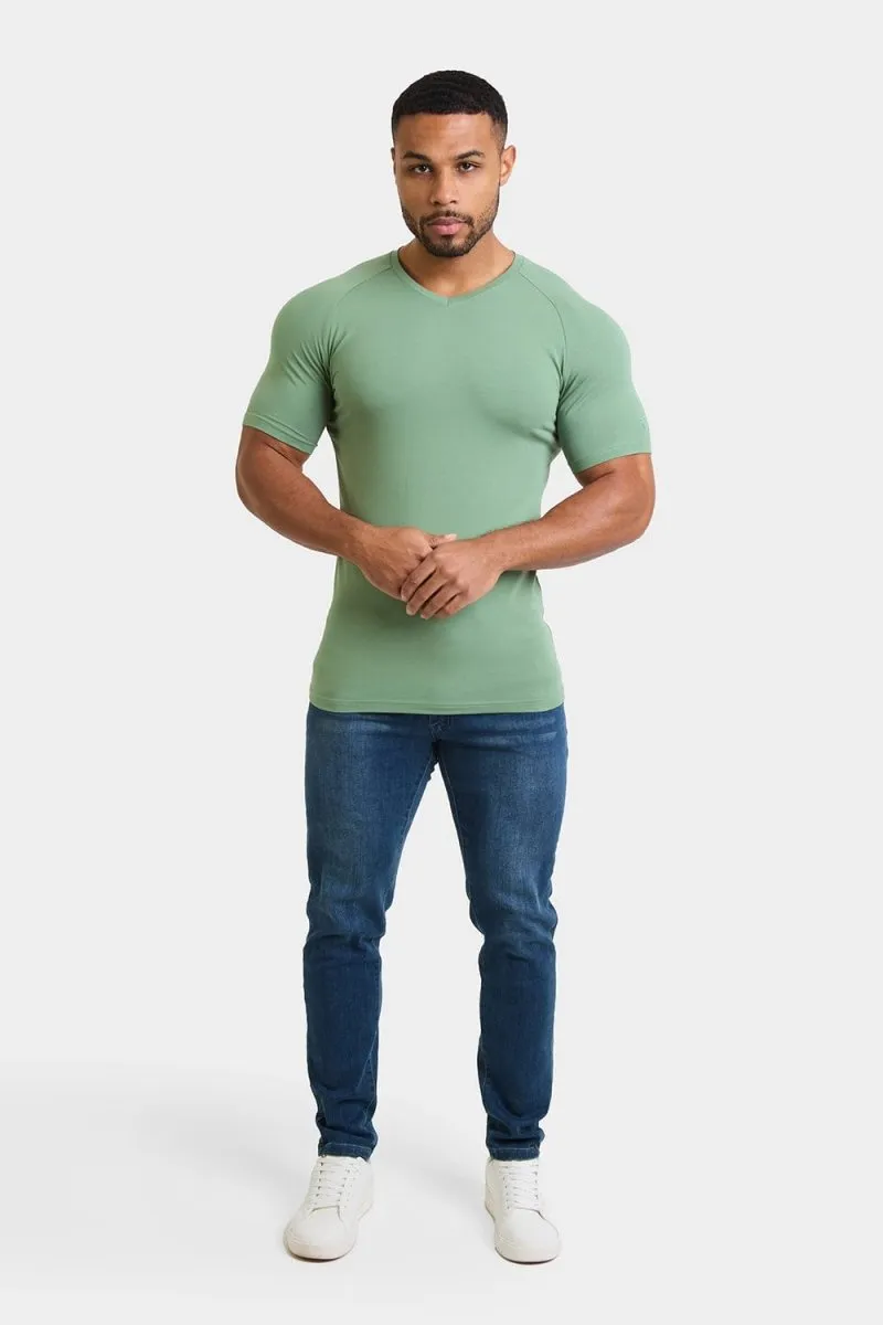 Premium Muscle Fit V-Neck in Soft Sage