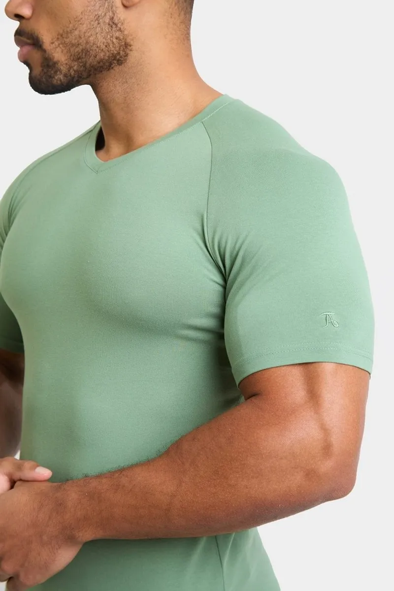 Premium Muscle Fit V-Neck in Soft Sage