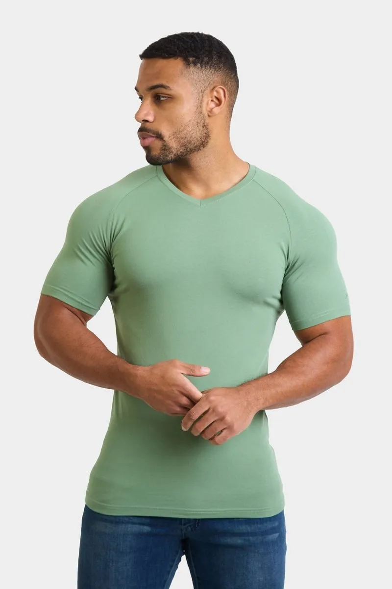 Premium Muscle Fit V-Neck in Soft Sage