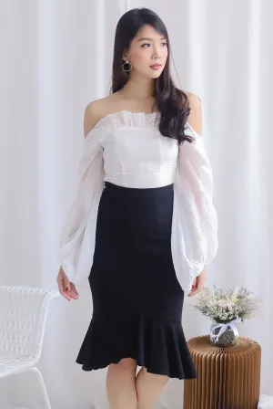 *Premium* Narelle Pleated Off Shoulder Top In White