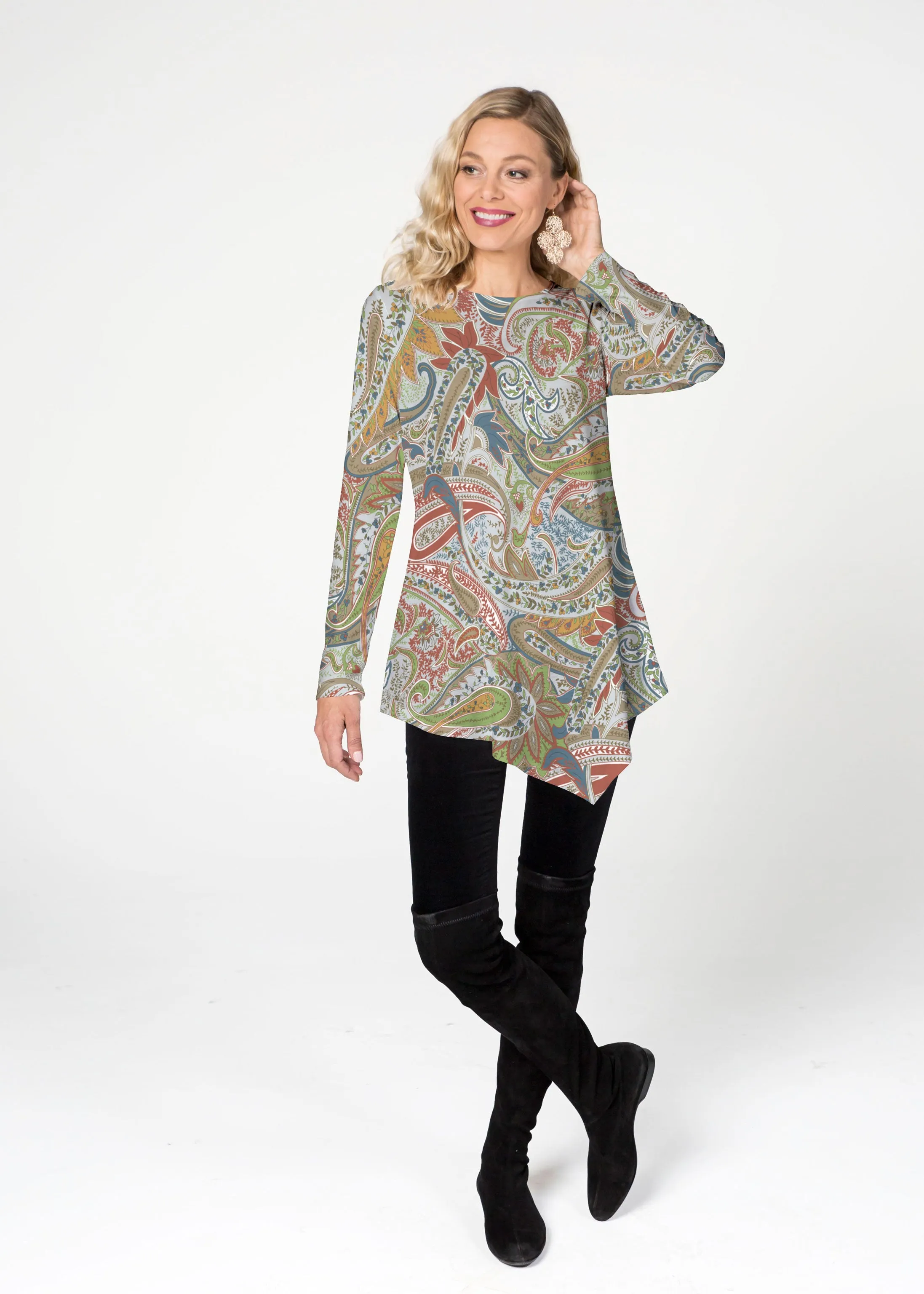 Provincial Paisley (7678) ~ Asymmetrical French Terry Tunic