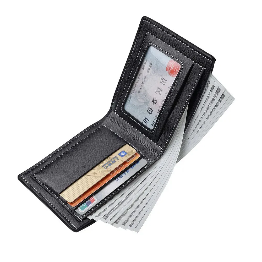PU Leather Men's Short Wallet – Slim Folding Credit Card Holder