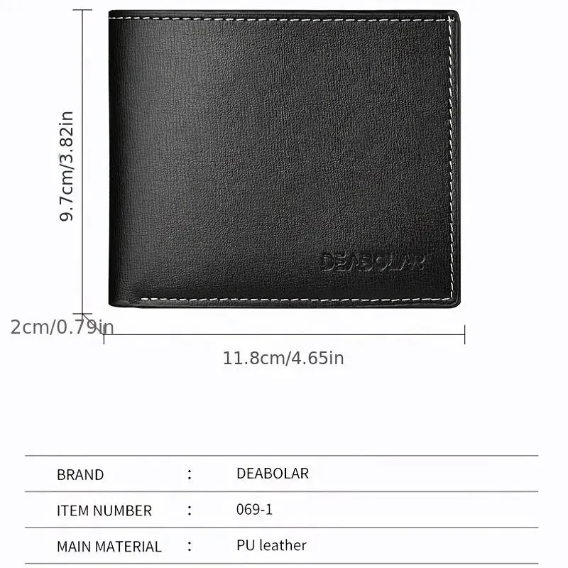 PU Leather Men's Short Wallet – Slim Folding Credit Card Holder