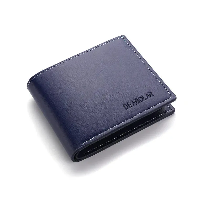 PU Leather Men's Short Wallet – Slim Folding Credit Card Holder