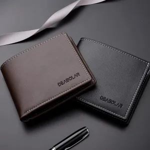 PU Leather Men's Short Wallet – Slim Folding Credit Card Holder