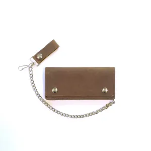 PU404  7" Slim Biker Wallet- Brown