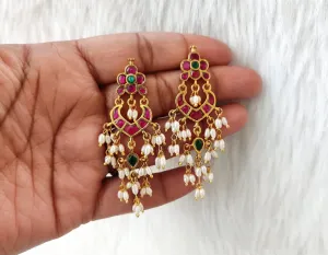 Pure 925 Silver Jadau Kundan Earrings
