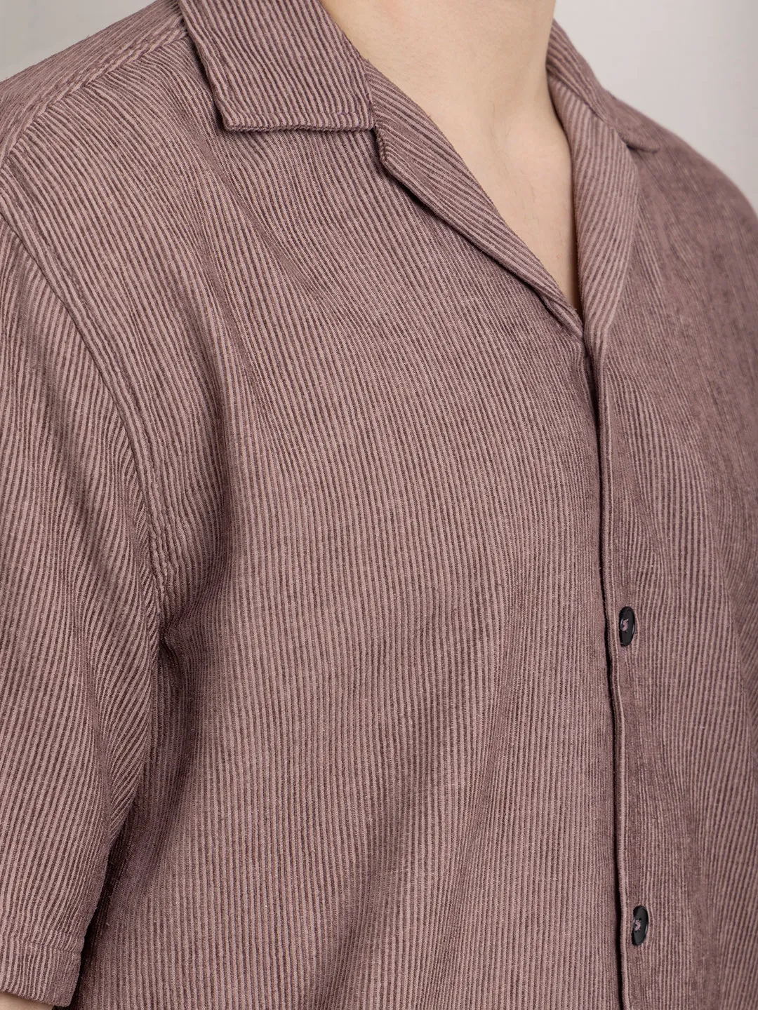 Purple Plain Camp Collar Shirt