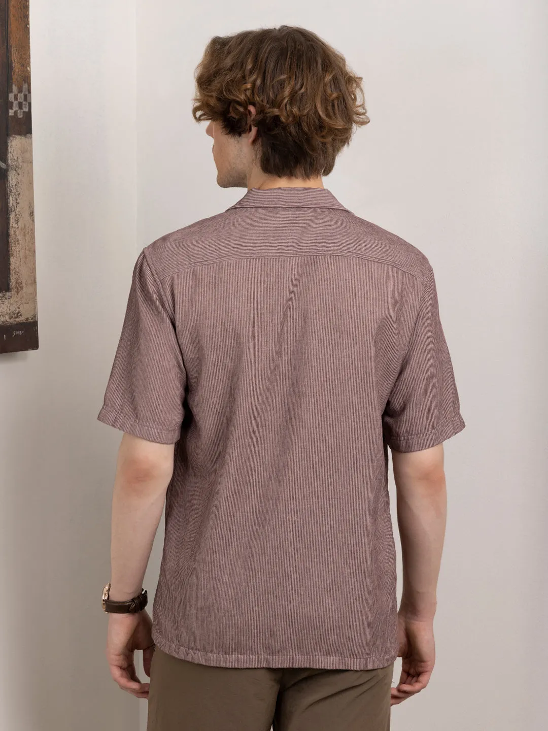 Purple Plain Camp Collar Shirt