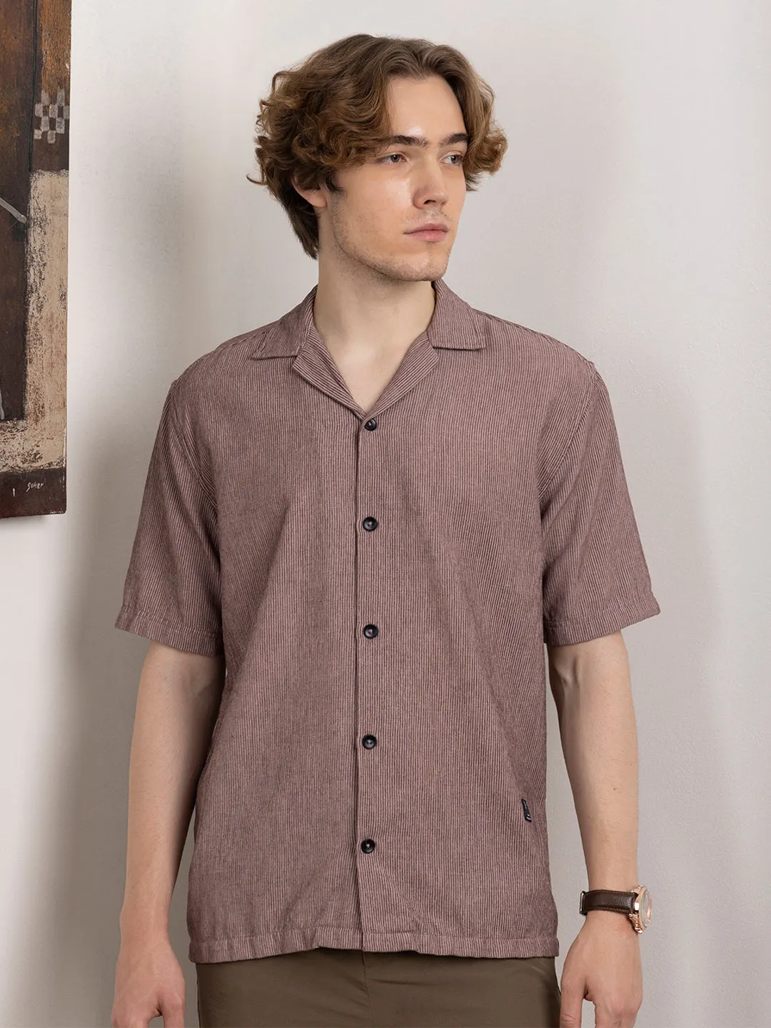 Purple Plain Camp Collar Shirt