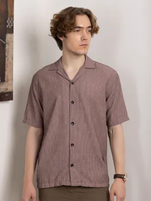 Purple Plain Camp Collar Shirt