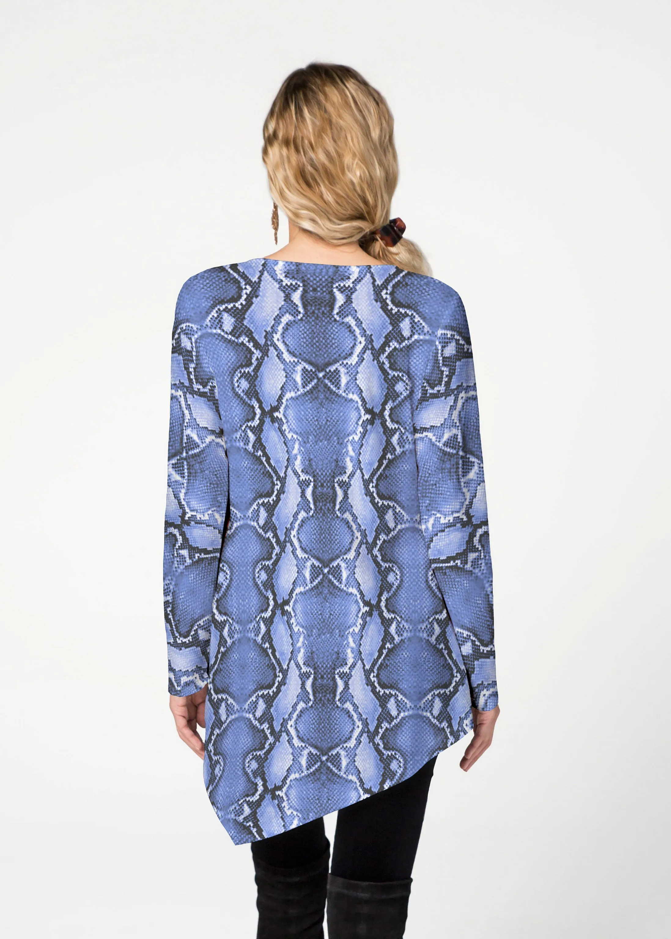 Python Blue (7275) ~ Asymmetrical French Terry Tunic