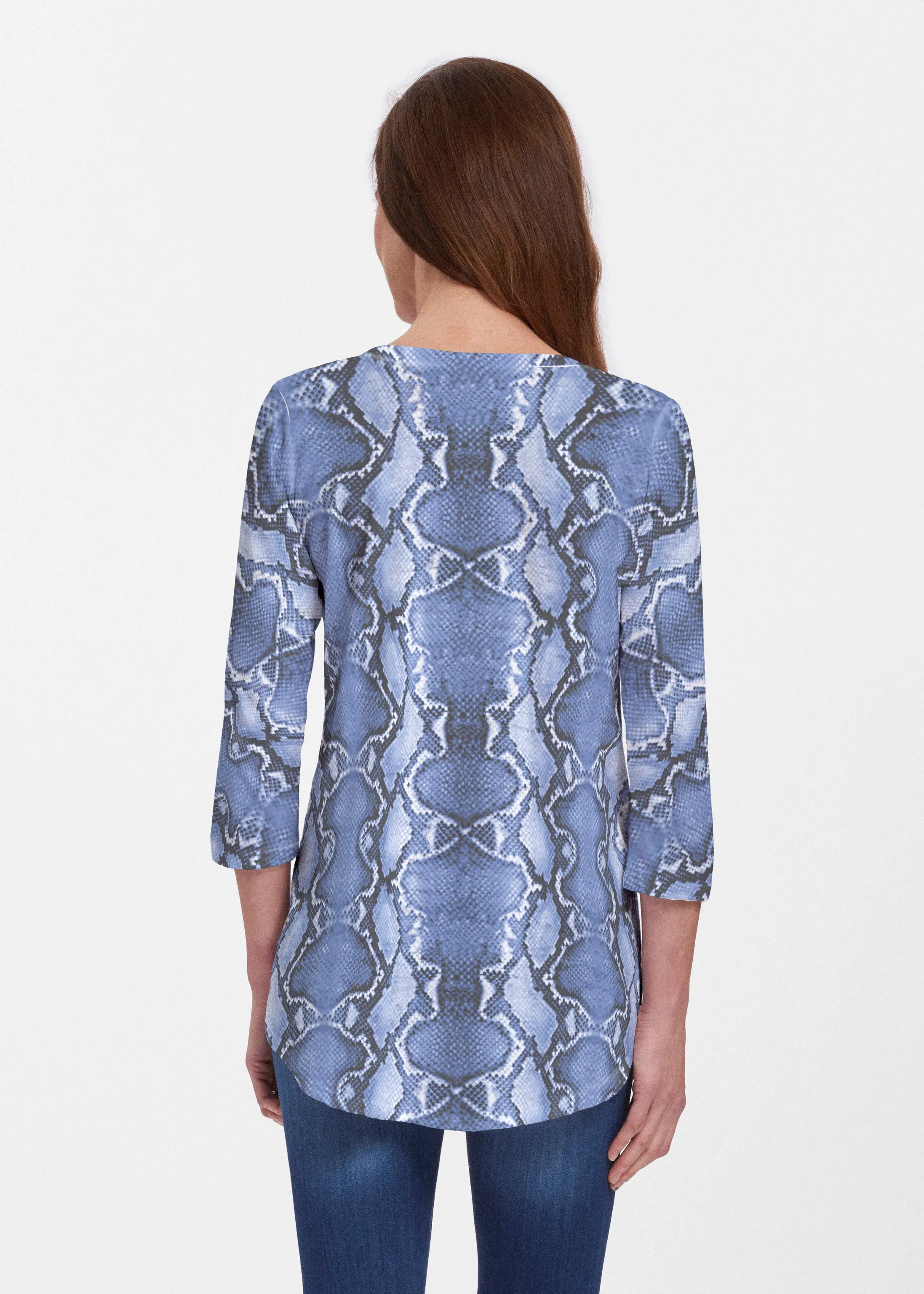 Python Blue (7275) ~ Signature V-neck Flowy Tunic
