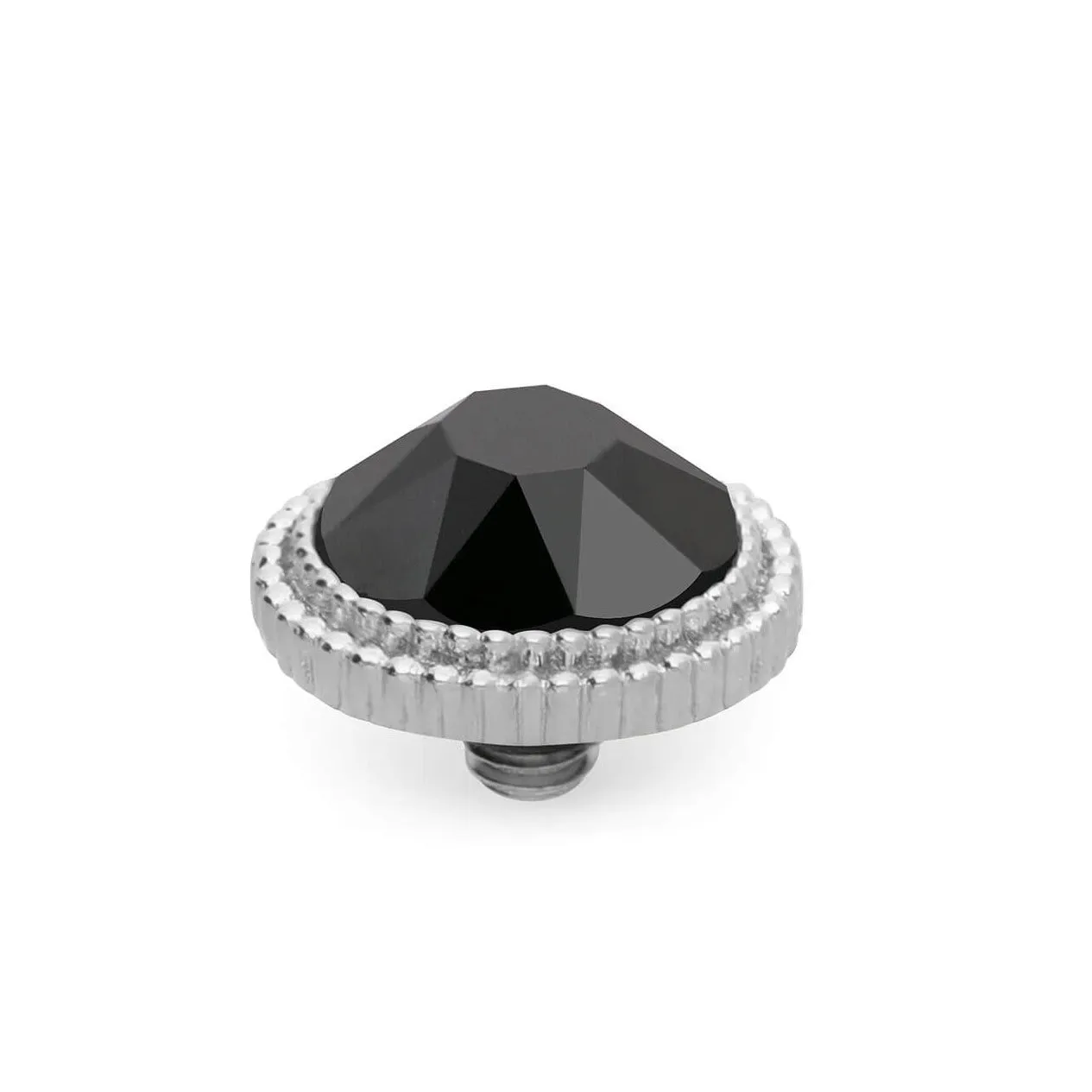 Qudo Fabero 10mm Silver Topper - Jet Hematite