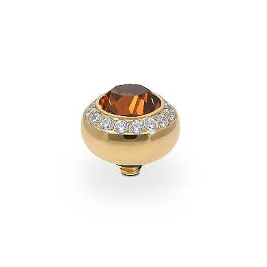Qudo Tondo Deluxe 10mm Gold Topper - Smoked Topaz