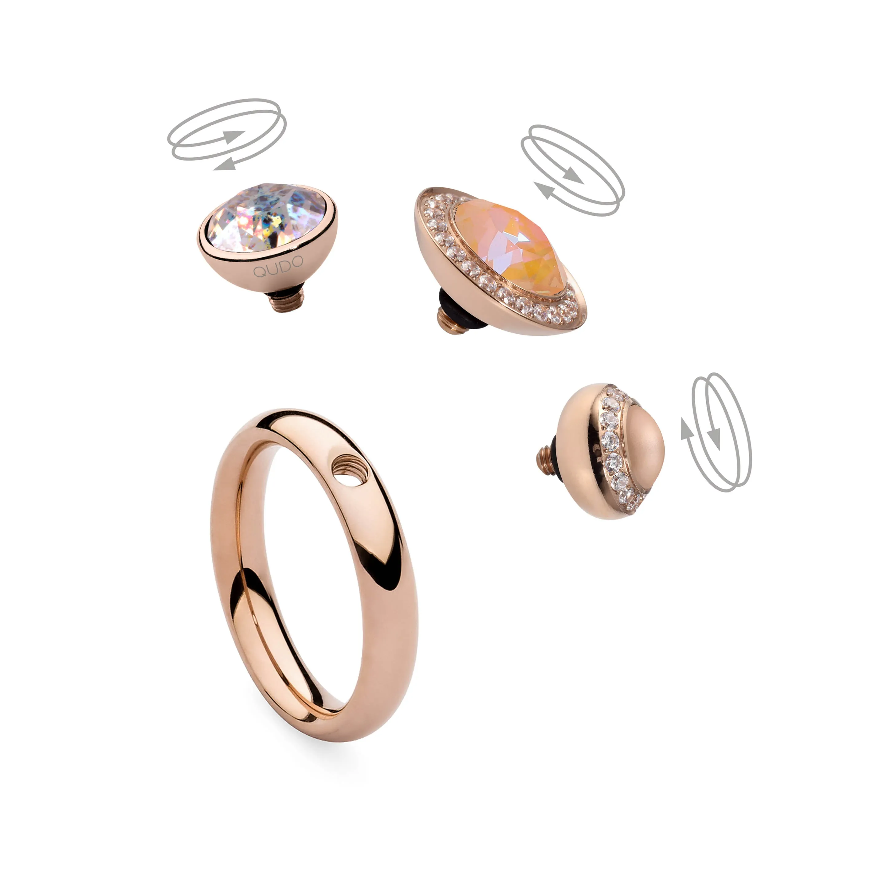 Qudo Tondo Deluxe 13mm Silver Topper - Rose