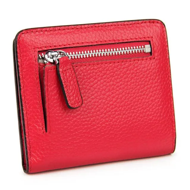 Realaiot Designer Brand Fashion Split Leather Women Wallets Mini Purse Lady Small Leather Wallet with Coin Pocket