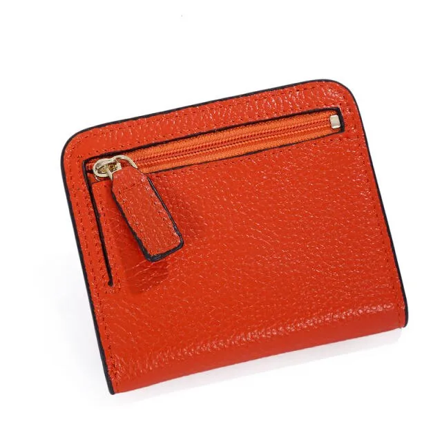 Realaiot Designer Brand Fashion Split Leather Women Wallets Mini Purse Lady Small Leather Wallet with Coin Pocket
