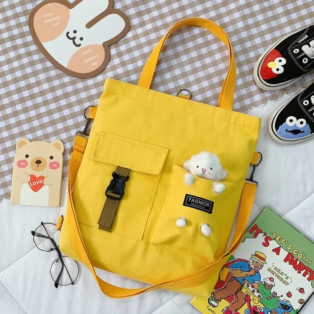 Realaiot Kawaii Cartoon Tote Bag Canvas Handbag Shopping Bag Super Cool Handbags Shoulder Bags for Girl Book Bags Bolsa Feminina Mochila