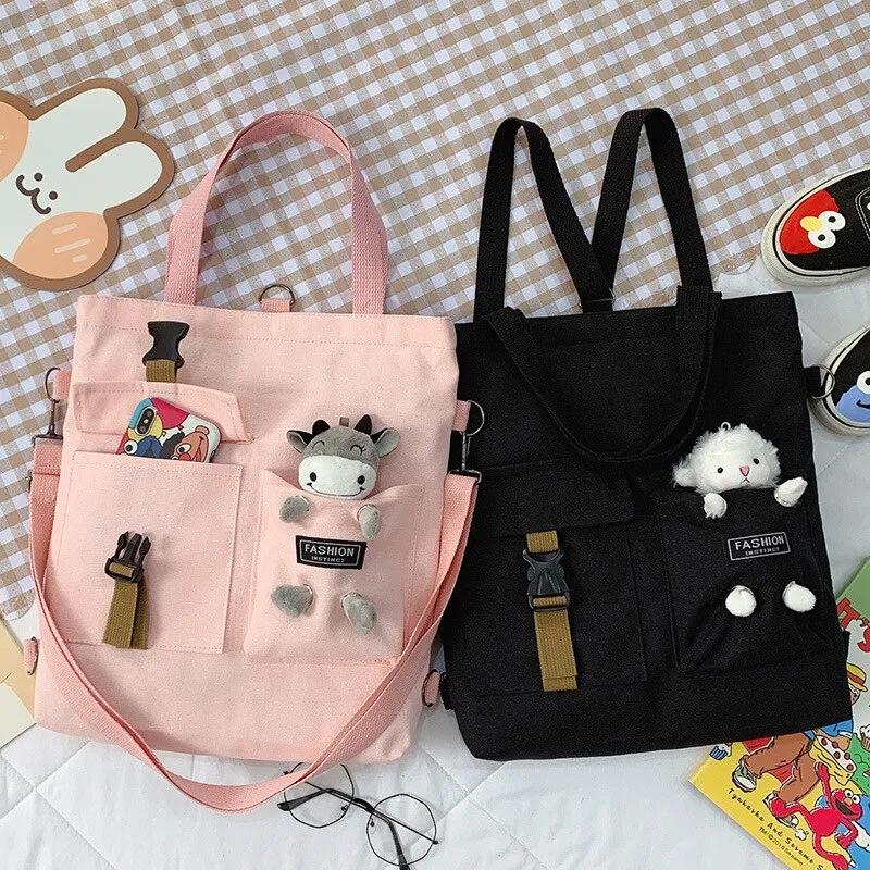 Realaiot Kawaii Cartoon Tote Bag Canvas Handbag Shopping Bag Super Cool Handbags Shoulder Bags for Girl Book Bags Bolsa Feminina Mochila