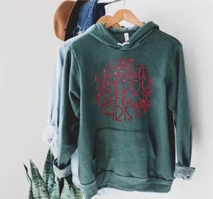 Red Glitter Have Yourself A Merry Little Christmas Hoodie | Christmas Triblend Hoodie