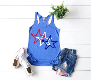 Red White And Blue Stars Tank | 4th Of July Tank | 4th Of July Shirt | Women's Fitting Racer Tank Shirt
