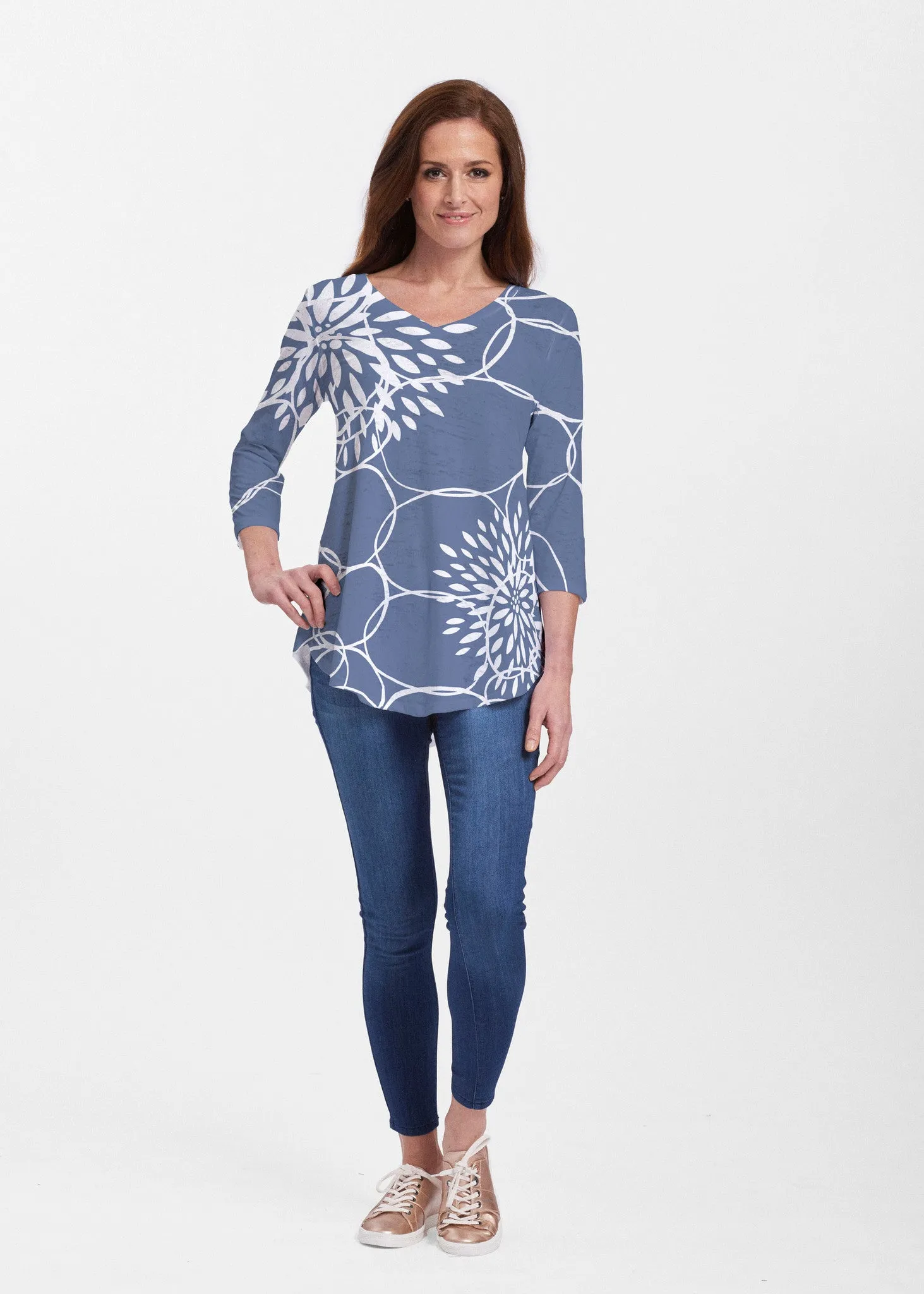 Reflection Navy (11040) ~ Signature V-neck Flowy Tunic