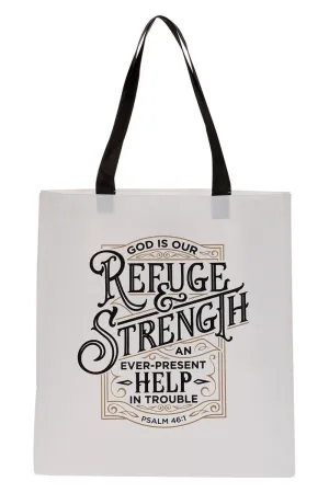 Refuge and Strength Black and White Tote Bag