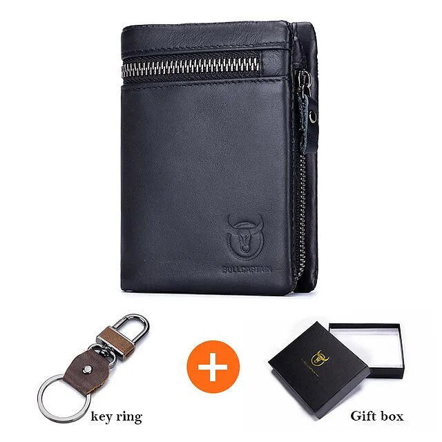 Retro Genuine Leather Zipper Hasp RFID Wallet