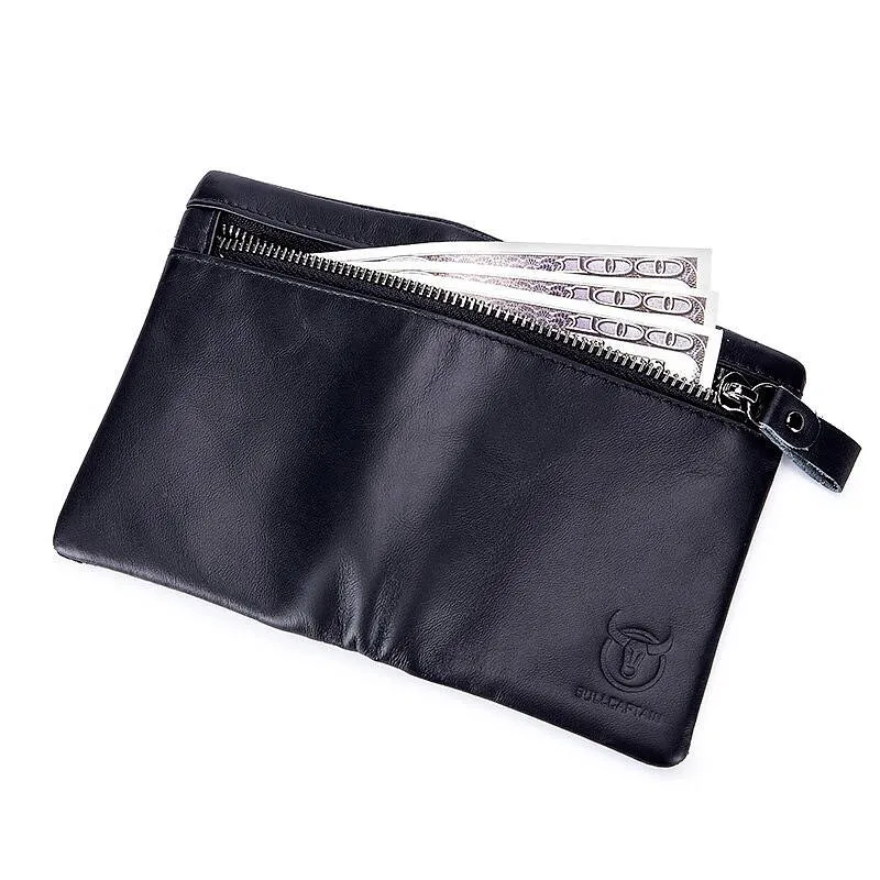 Retro Genuine Leather Zipper Hasp RFID Wallet