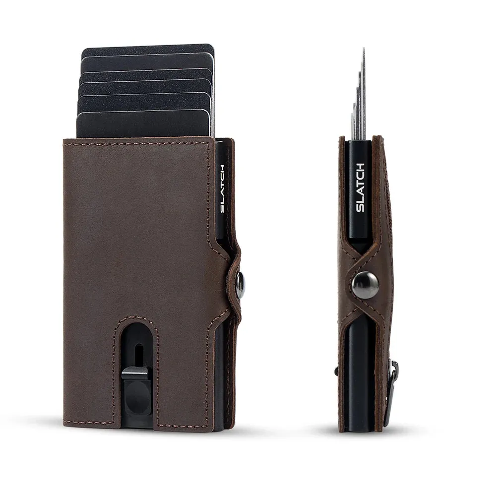RFID Blocking Slim Leather Pop-Up Cardholder Wallet
