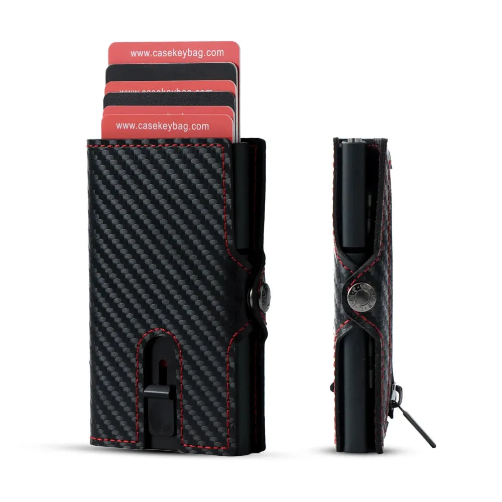 RFID Blocking Slim Leather Pop-Up Cardholder Wallet