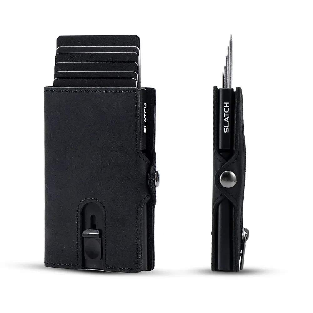 RFID Blocking Slim Leather Pop-Up Cardholder Wallet