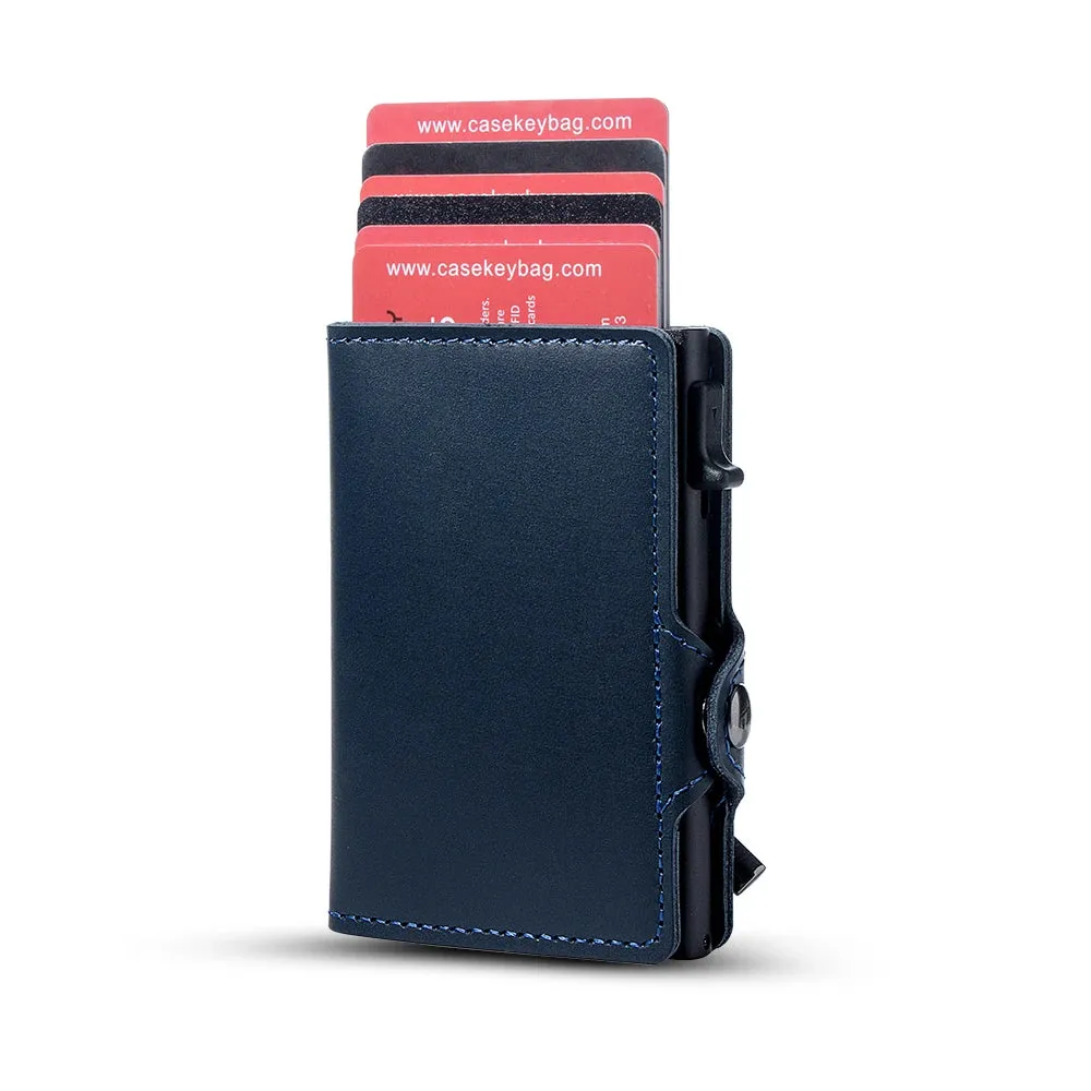 RFID Blocking Slim Leather Pop-Up Cardholder Wallet