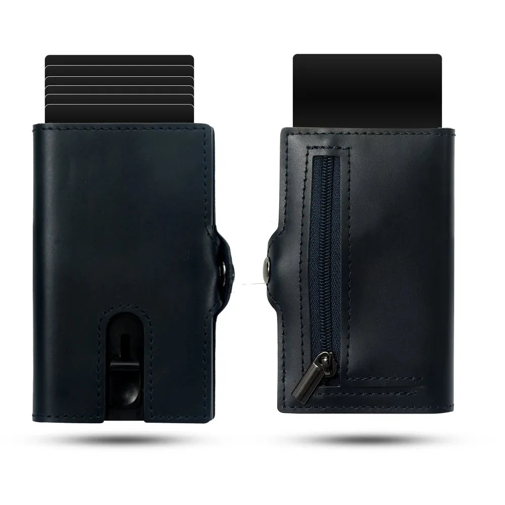 RFID Blocking Slim Leather Pop-Up Cardholder Wallet