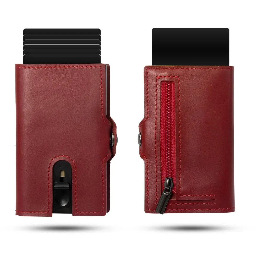 RFID Blocking Slim Leather Pop-Up Cardholder Wallet