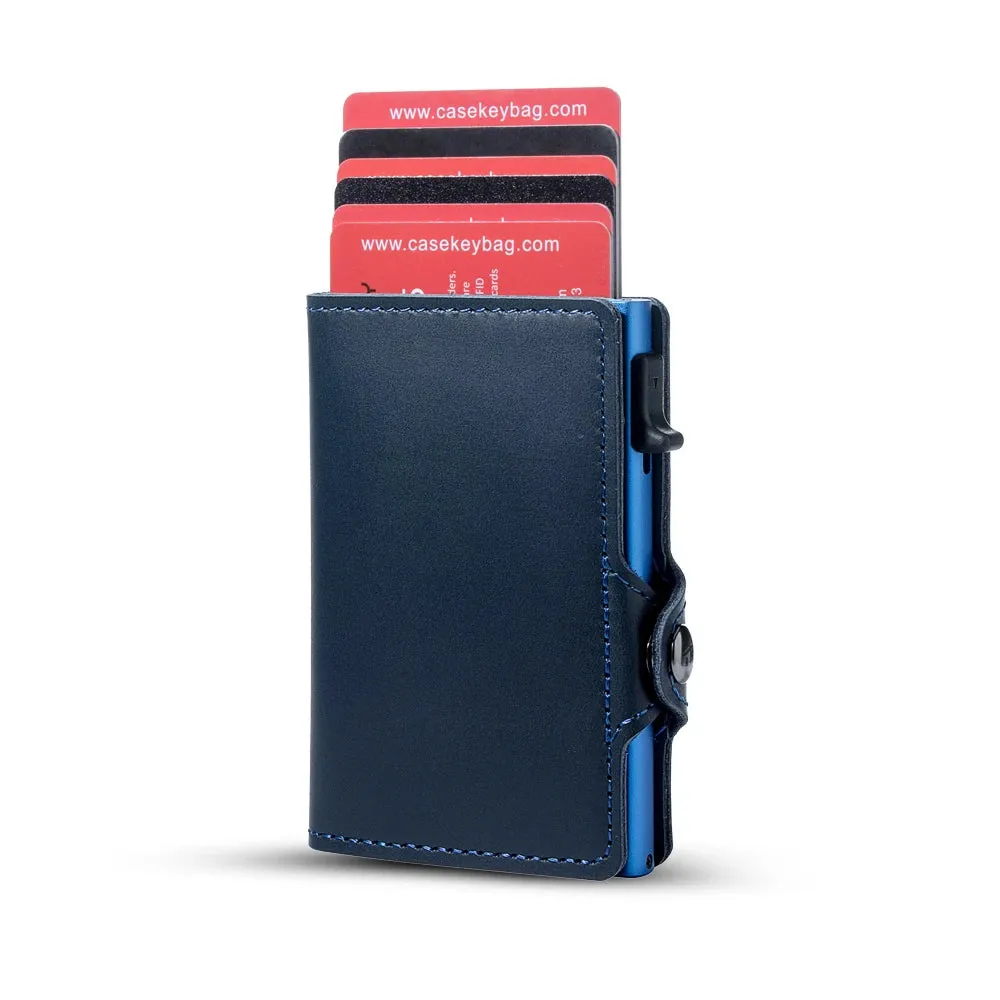 RFID Blocking Slim Leather Pop-Up Cardholder Wallet