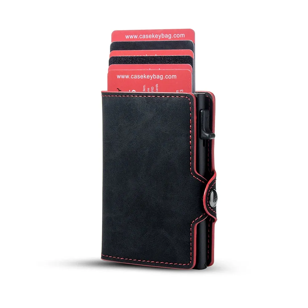 RFID Blocking Slim Leather Pop-Up Cardholder Wallet