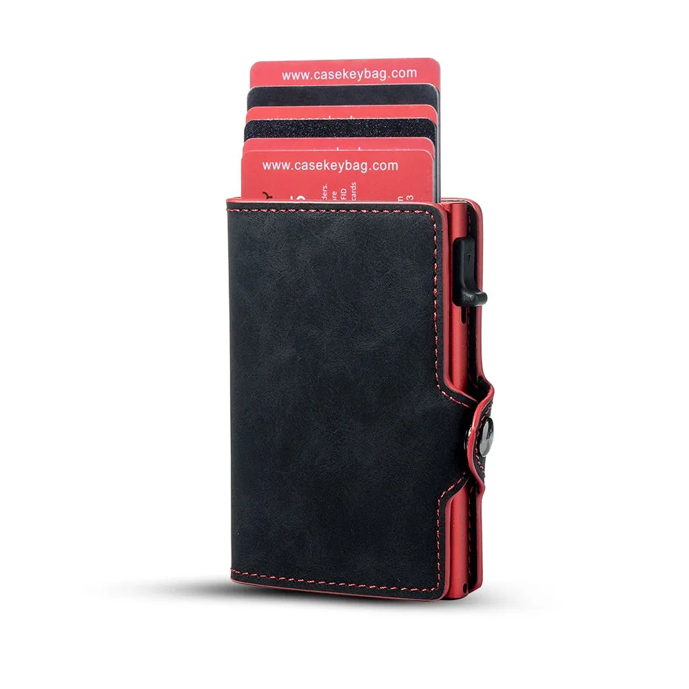 RFID Blocking Slim Leather Pop-Up Cardholder Wallet