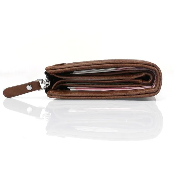 RFID Protection PU Leather Wallets for Men With Zipper Coin Purse Card Holder Casual Cash Wallet