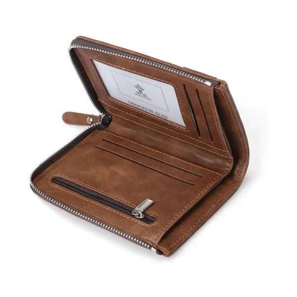 RFID Protection PU Leather Wallets for Men With Zipper Coin Purse Card Holder Casual Cash Wallet