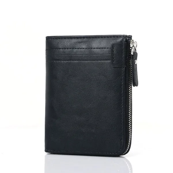 RFID Protection PU Leather Wallets for Men With Zipper Coin Purse Card Holder Casual Cash Wallet
