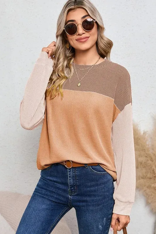 Ribbed Color Block Tunic