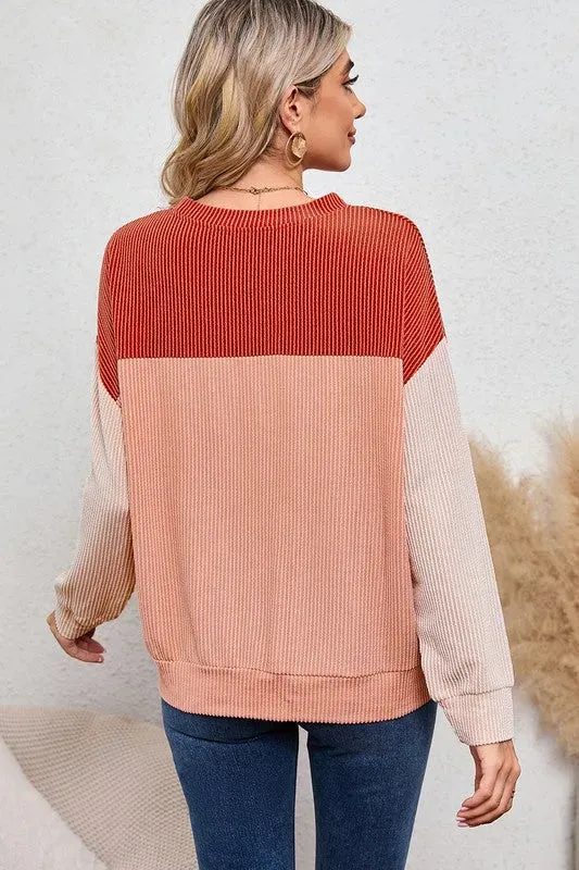 Ribbed Color Block Tunic