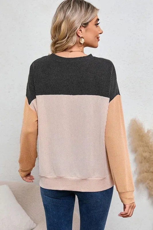Ribbed Color Block Tunic