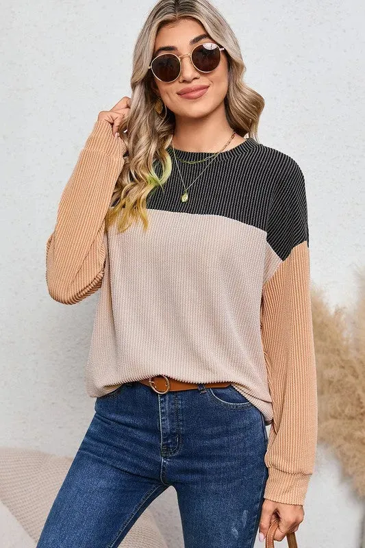 Ribbed Color Block Tunic