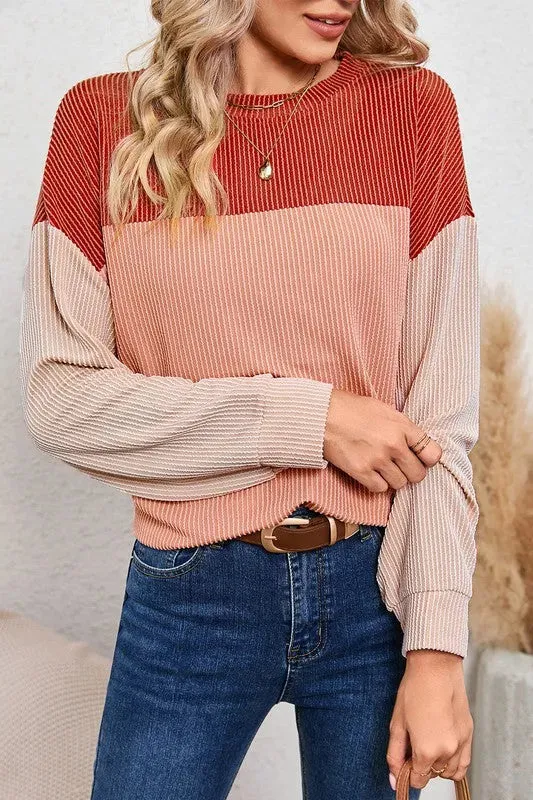 Ribbed Color Block Tunic