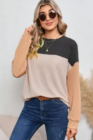 Ribbed Color Block Tunic