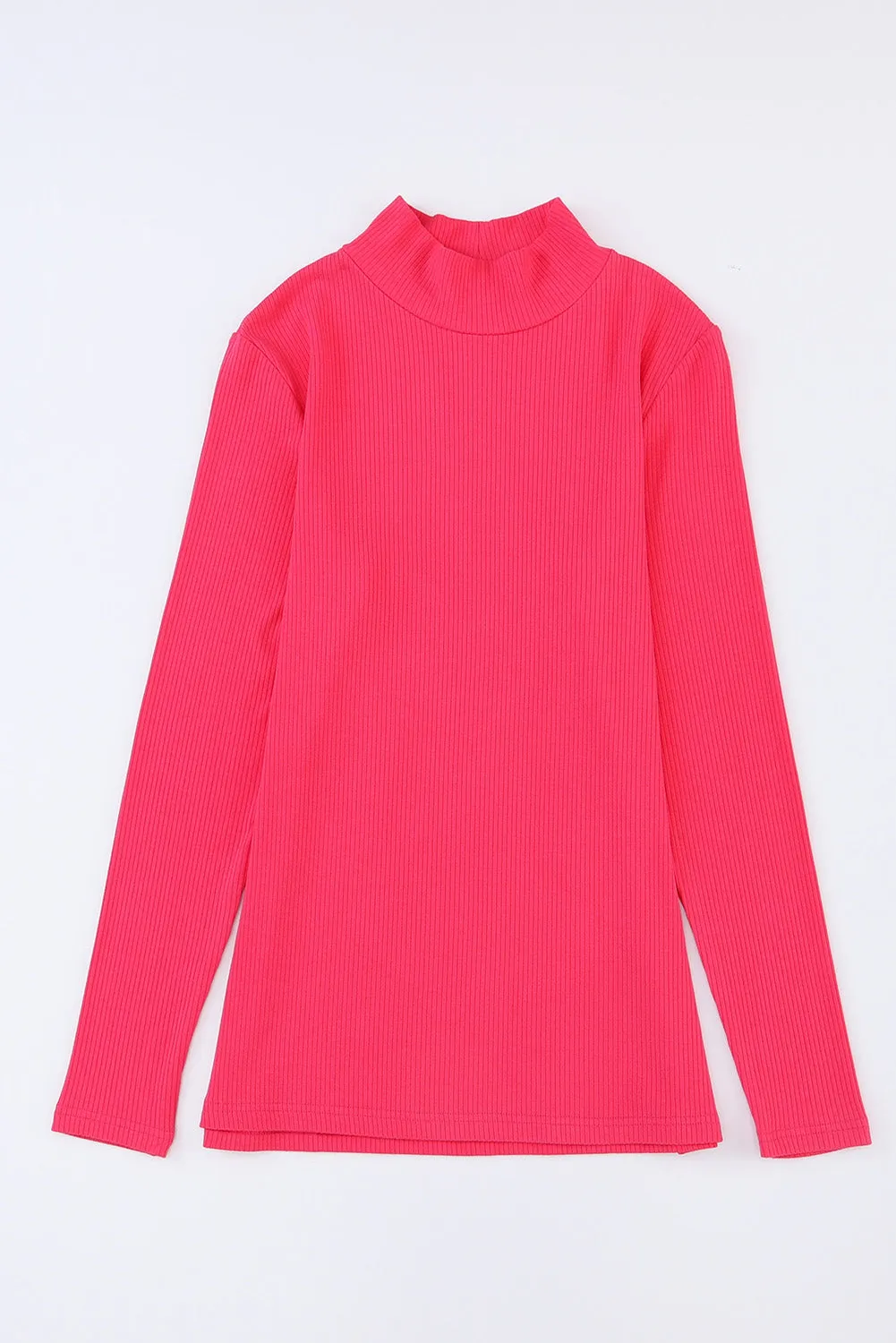 Ribbed Knit High Neck Top